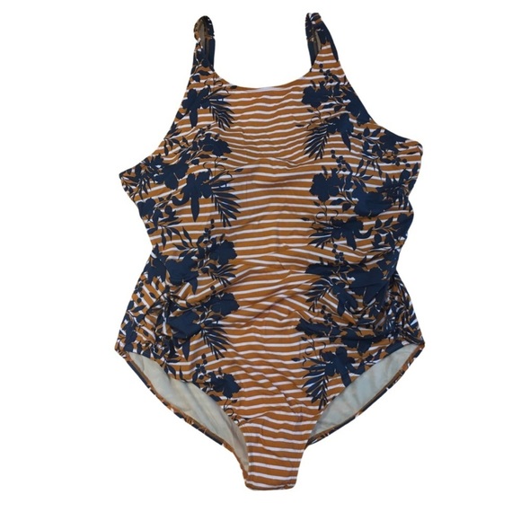 D&Co. Beach Swimsuit Dress Bathing One Piece Orange Blue - Picture 2 of 8